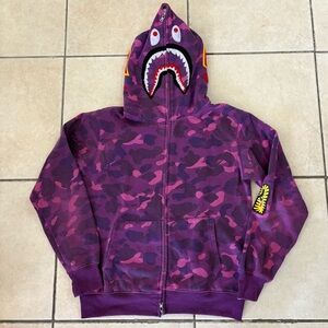 Vintage 2005 A Bathing Ape Bape PONR Full-Zip Shark Hoodie Size Medium